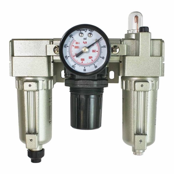 Interstate Pneumatics 3/8 Inch Filter/Regulator/Lubricator Combo Metal Body WCR1061G